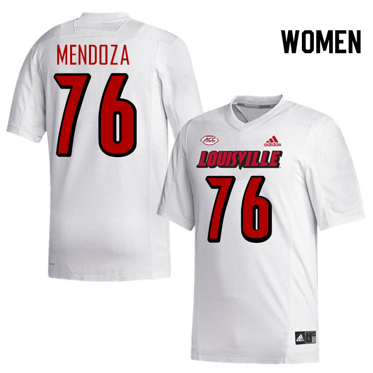 Women #76 Jonathan Mendoza Louisville Cardinals College Football Jerseys Stitched-White